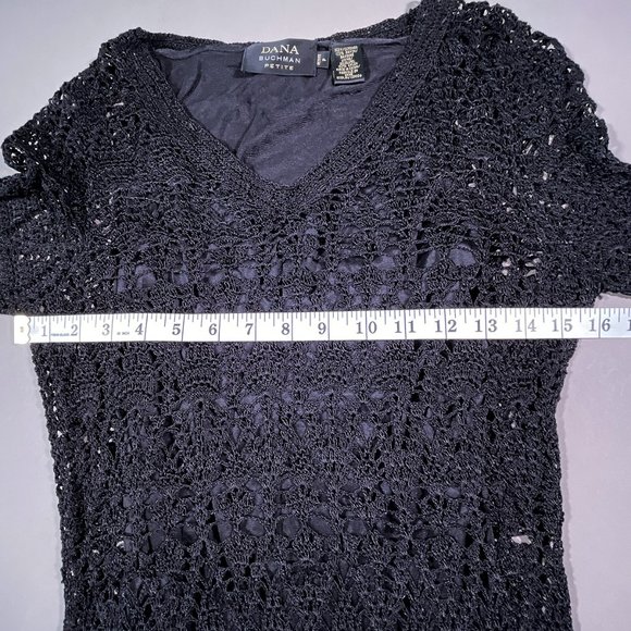 Dana Buchman Hand Crocheted Black Top‎ Size Petite - Picture 8 of 13
